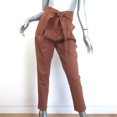 A.L.C. Davis Paperbag Waist Pants Rust Brown Linen-Blend Size 2