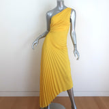 A.L.C. Delfina Pleated One-Shoulder Cutout Midi Dress Yellow Size 4 NEW