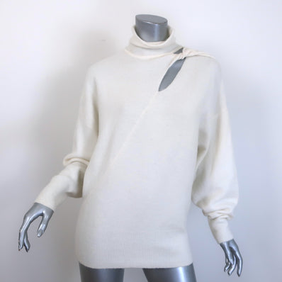 A.L.C. Jensen cutout turtleneck sweater, alabaster alpaca-blend, size S — authentic pre-owned luxury piece