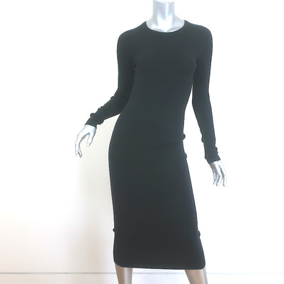 A.L.C. Long Sleeve Midi Dress Black Stretch Jersey Size Extra Small