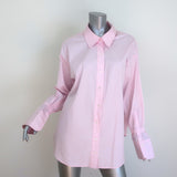 A.L.C. Monica Bell Sleeve Shirt Pink Striped Cotton Size 0 Long Sleeve Top NEW