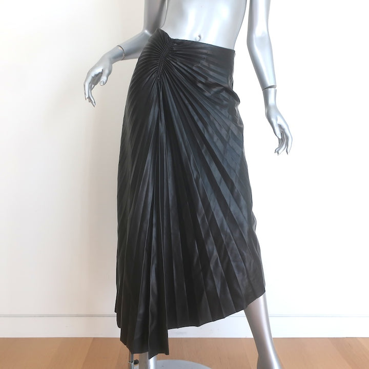 A.L.C. Tracy Pleated Vegan Leather Asymmetric Midi Skirt