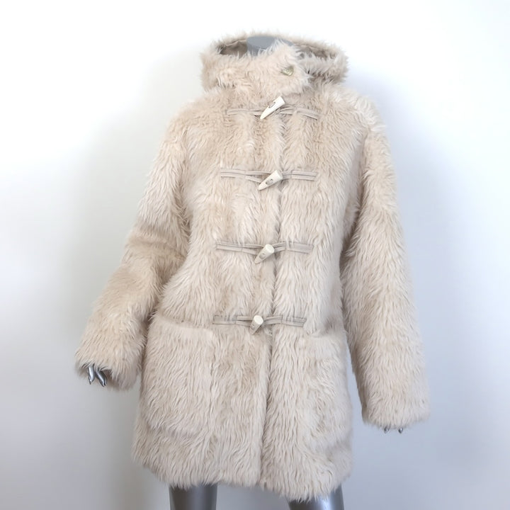 A.L.C. Winston Faux Fur Hooded Coat Cream Size Extra Small