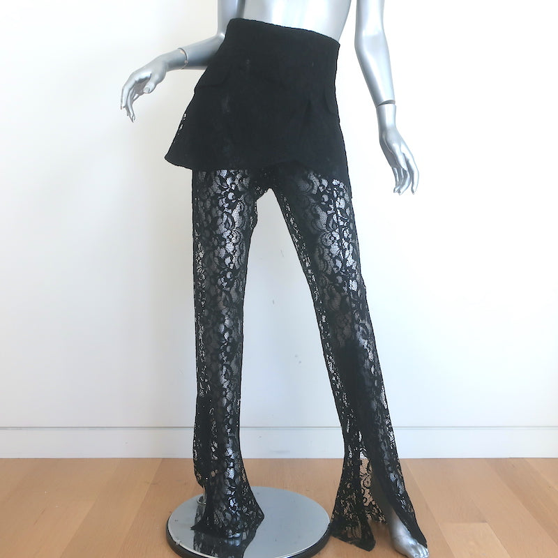 A.W.A.K.E. MODE Basque Layered Lace Flared Pants Black Size 34 NEW