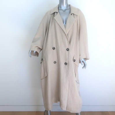 A.W.A.K.E. Mode Oversize Trench Coat Beige Ramie One Size Double Breasted Jacket