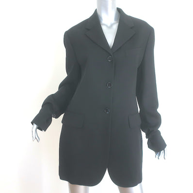 ACNE Studios Button-Cuff Blazer Black Wool Crepe Size 40 Single Breasted Jacket