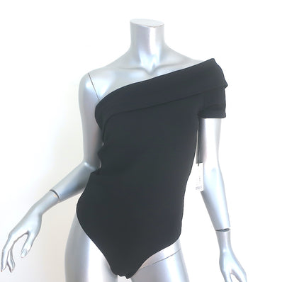 AGOLDE Bree Banded Thong Bodysuit Black Stretch Jersey Size Medium NEW