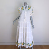 ALEMAIS Rosa Floral-Embroidered Tiered Midi Dress 