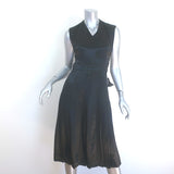 ALEXACHUNG Pleated Satin Open-Back Dress Black Size US 2 NEW