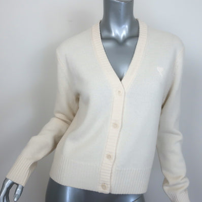 AMI Paris Ami De Coeur Embroidered Cardigan Cream