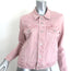 AMO Pop Destroyed Denim Jacket Blush Stretch Cotton Size Large