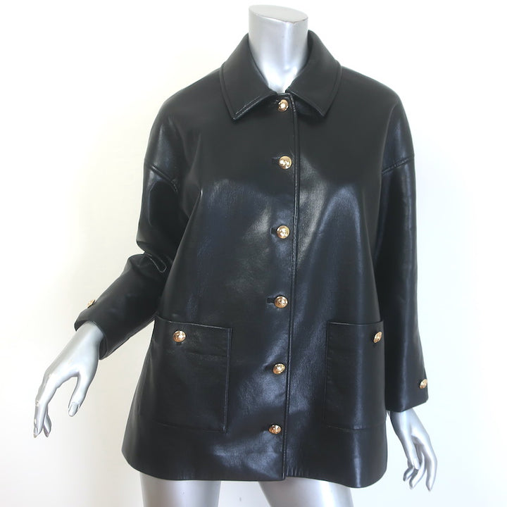 ANINE BING Luca Oversized Leather Jacket Black 