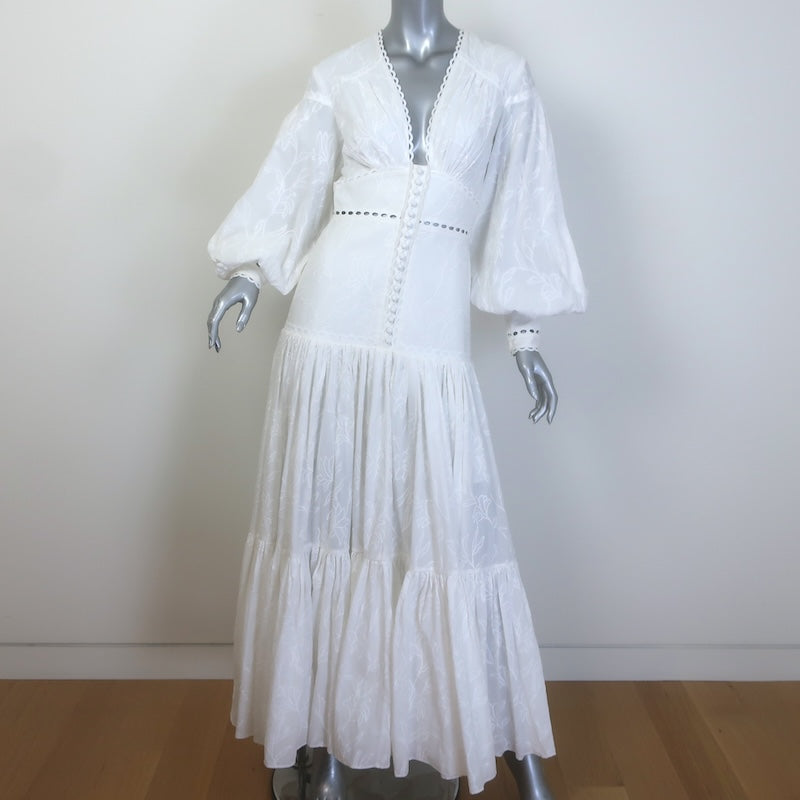 Acler Blouson-Sleeve Embroidered Maxi Dress 