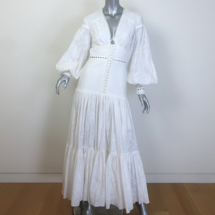 Acler Blouson-Sleeve Embroidered Maxi Dress 