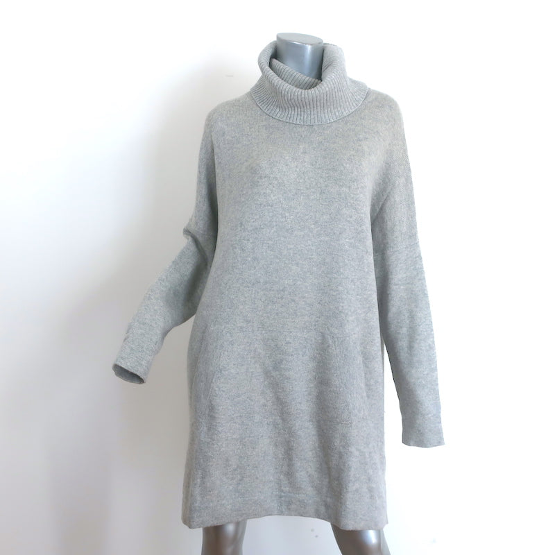 Adam Jones Turtleneck Sweater Dress Heather Gray Wool-Cashmere One Size