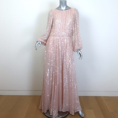 Adam Lippes Sequined Chiffon Gown Light Pink Size US 8 