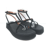 Alaia Chamois Minimal Flatform Sandals Black Scalloped Suede Size 37