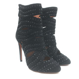 Alaia Crystal-Studded Cutout Boots Black Suede