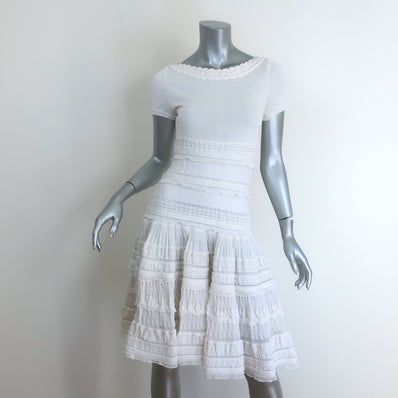 Alaia Edition 2007 Ruffled Crochet Crinoline Dress White 