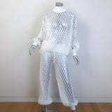 Alaia Macrame Fishnet Knit Turtleneck Top & Balloon Pant Set
