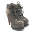 Alaia Platform Hiking Boots Dark Taupe Suede Size 38.5 Lace-Up Ankle Boots