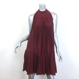 Alaia Pleated Halter Mini Dress Bordeaux