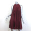 Alaia Pleated Halter Mini Dress Bordeaux Silk-Blend Knit Size 40