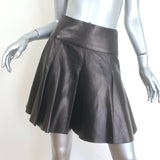 Alaia Pleated Leather Mini Skirt Black