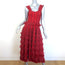 Alaia Raffia-Fringe Tiered Midi Dress Red Size 40