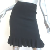 Alaia Ruffled-Hem Metallic Jacquard Skirt Black Size 38