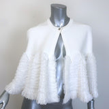Alaia Ruffled Ribbed Knit Cape White Size 40