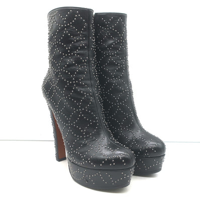 Alaia Studded Leather Platform Boots Black Size 39