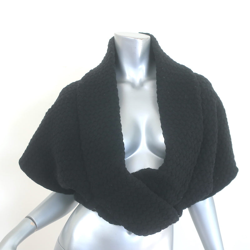 Alaia Twist-Front Shrug Cardigan Black Virgin Wool Textured Knit Size 38