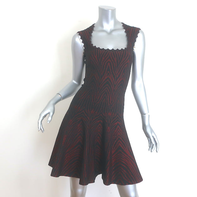 Alaia Zebra Jacquard Metallic Knit Mini Dress Red/Black Stretch Knit S –  Celebrity Owned