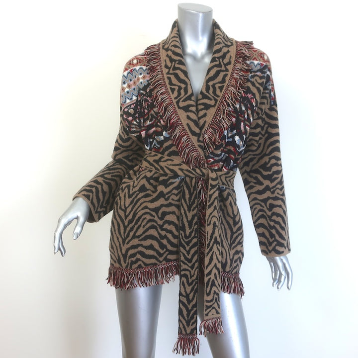 Alanui Fair Isle Animal Jacquard Belted Cardigan 