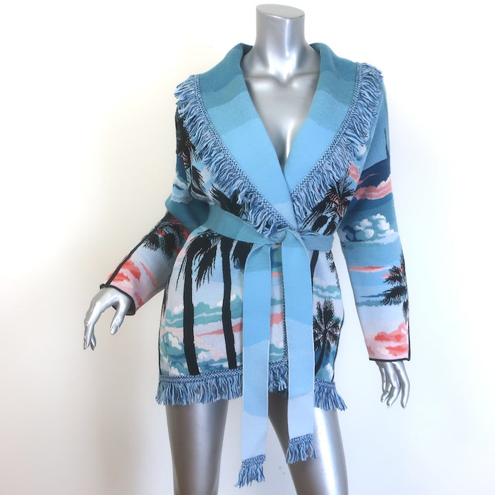 Alanui Hawaiian Sunset Belted Cardigan Blue
