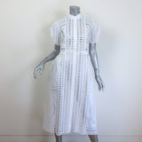 Alberta Ferretti broderie anglaise midi shirt dress, white cotton-blend, authentic pre-owned, gently worn luxury piece