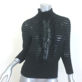 Alberta Ferretti Ruffled Lace-Front Turtleneck Sweater 