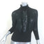 Alberta Ferretti Ruffled Lace-Front Turtleneck Sweater Black Size US 6
