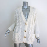 Alessandra Rich Crystal-Button Oversized Cable Knit Cardigan Cream Size 40