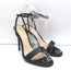 Alevi Crystal-Embellished Ankle Strap Sandals Black Leather Size 36