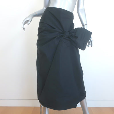 Alexander McQueen Bow Midi Skirt Black Taffeta Size 40 NEW