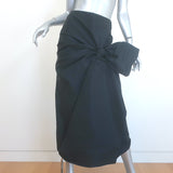 Alexander McQueen Bow Midi Skirt Black Taffeta Size 40 NEW