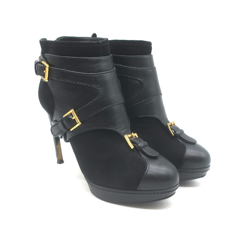 Alexander McQueen Buckled Harness Booties Black 