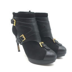 Alexander McQueen Buckled Harness Booties Black 