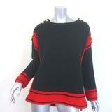 Alexander McQueen cashmere buttoned-shoulder sweater in black and red, pre-owned, gently worn luxury piece