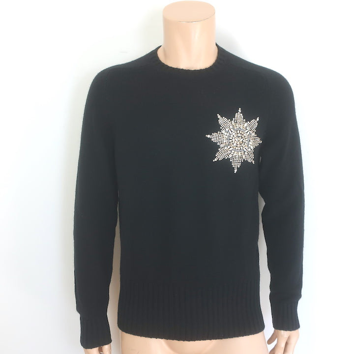 Alexander McQueen Crystal Snowflake Crewneck Sweater 