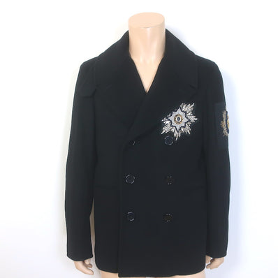 Alexander McQueen Embroidered Patch Peacoat 
