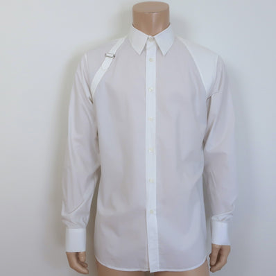 Alexander McQueen Harness Shirt White Cotton Poplin Size 52