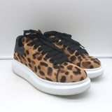 Alexander McQueen oversized leopard-print calf-hair sneakers, brown, pre-owned authentic luxury EU 39.5